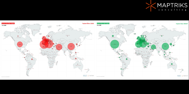 korona virüs ölüm dağılım haritası