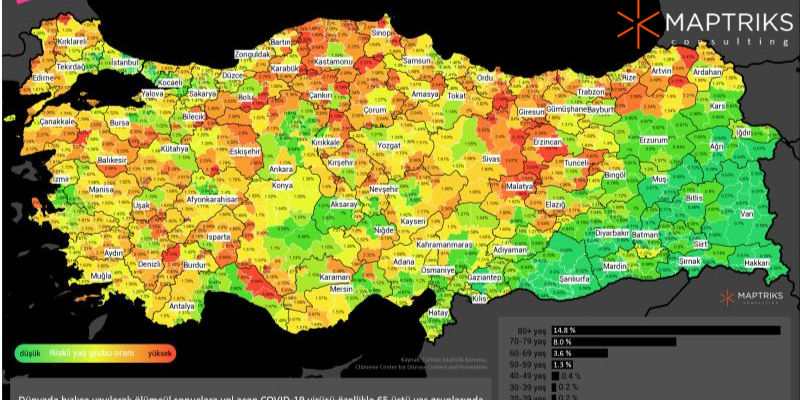 Korona virüs covid-10 hastalığında yaşa göre korona risk haritası