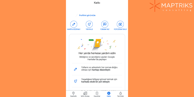 google maps, google haritalar katkıda bulun butonu